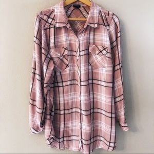 Torrid blush pink flannel button down shirt